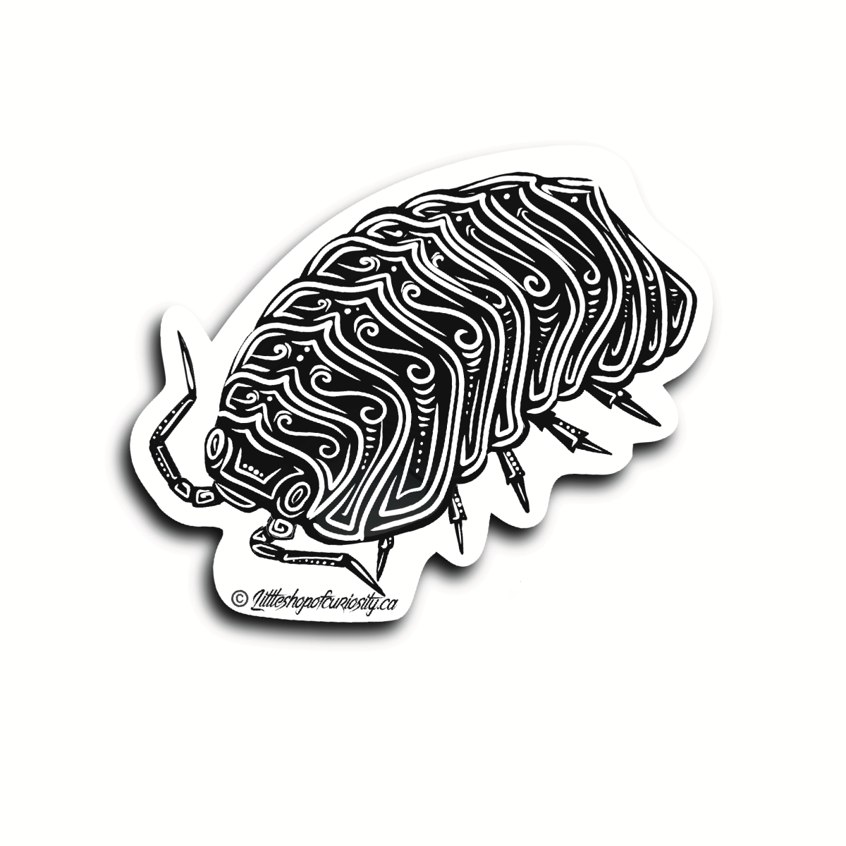 Isopod Black & White Sticker - Black & White Sticker - Little Shop of Curiosity