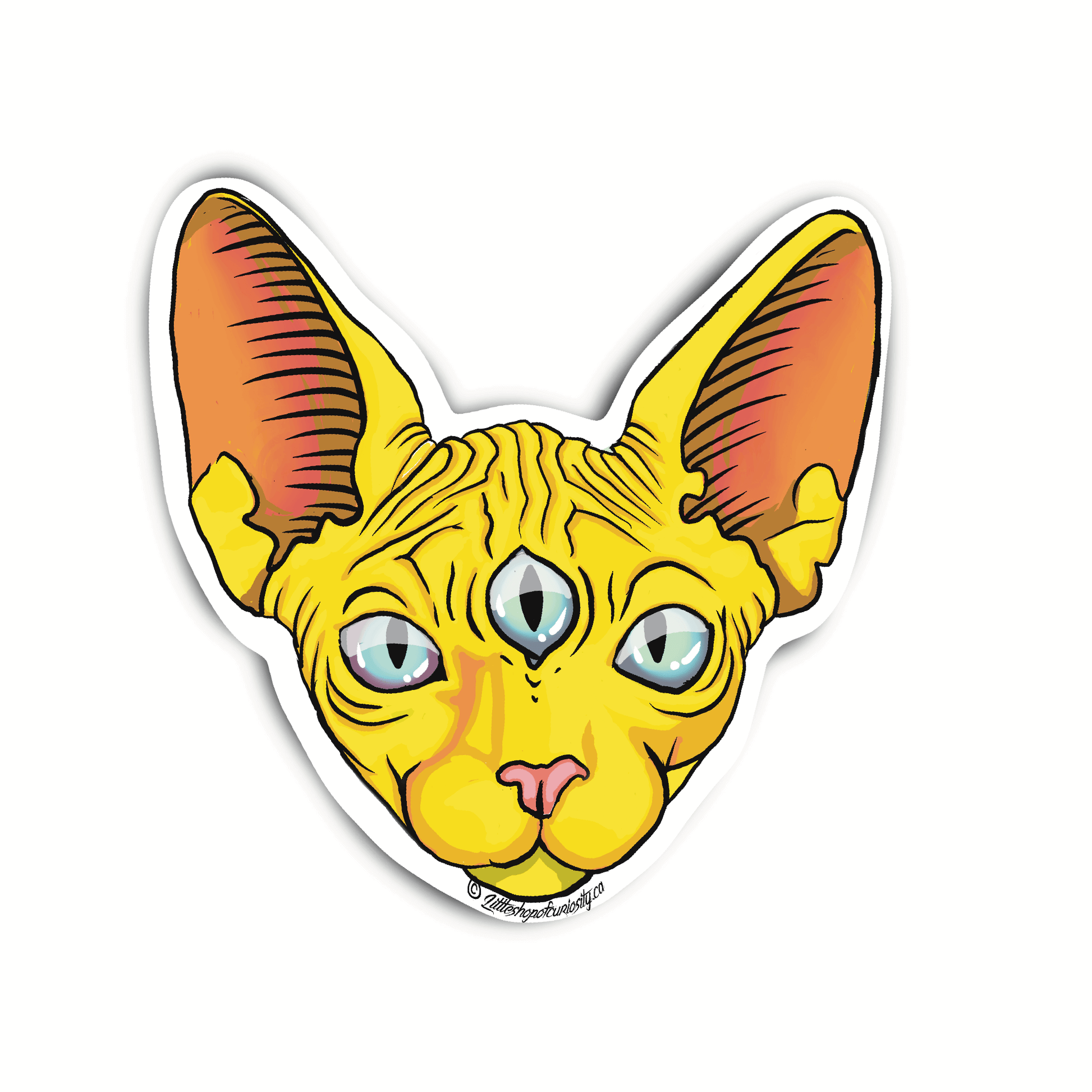 Three-Eyed Cat Sticker - Colour Sticker - Little Shop of Curiosity