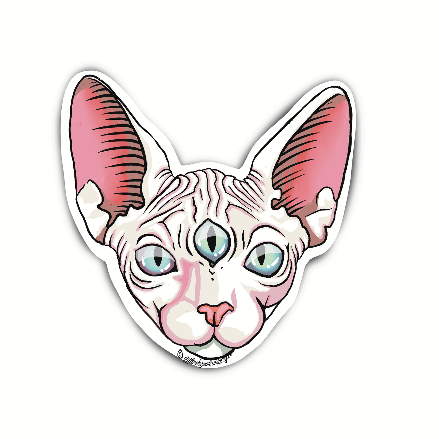 Three-Eyed Cat Sticker - Colour Sticker - Little Shop of Curiosity