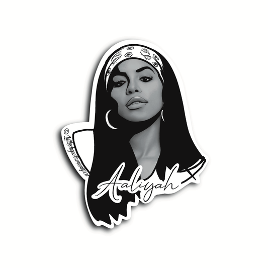 Aaliyah Sticker - Black & White Sticker - Little Shop of Curiosity