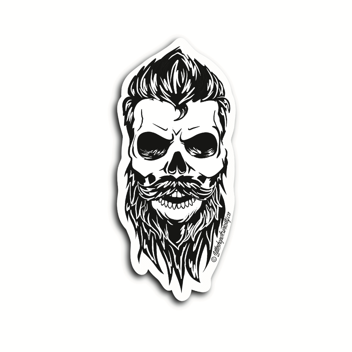 Bearded Skull Sticker - Black & White Sticker - Little Shop of Curiosity