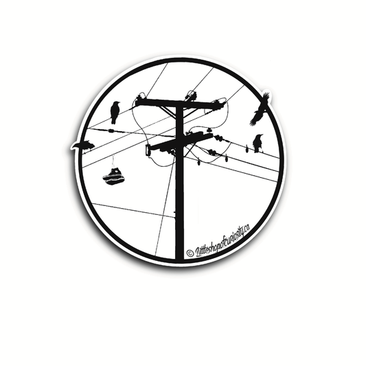 Birds On A Wire Sticker - Black & White Sticker - Little Shop of Curiosity