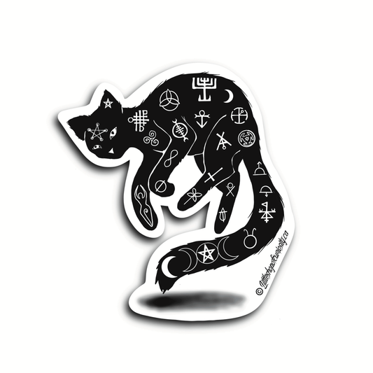 Black Cat Sticker - Black & White Sticker - Little Shop of Curiosity