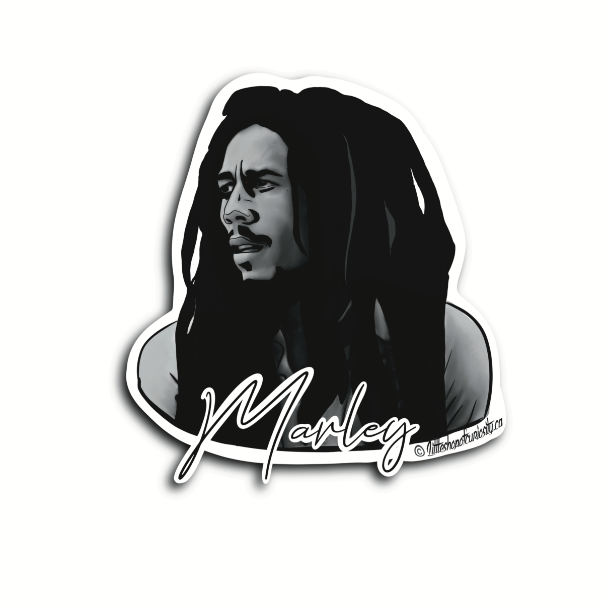 Bob Marley Sticker - Black & White Sticker - Little Shop of Curiosity