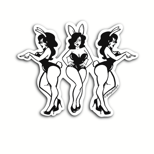 Curvy Bunnies Sticker - Black & White Sticker - Little Shop of Curiosity