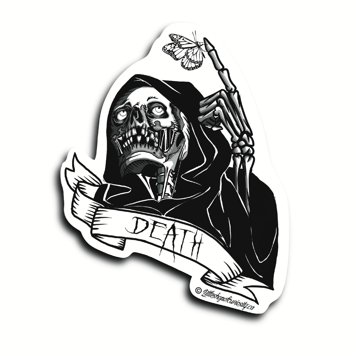 Death Sticker - Black & White Sticker - Little Shop of Curiosity