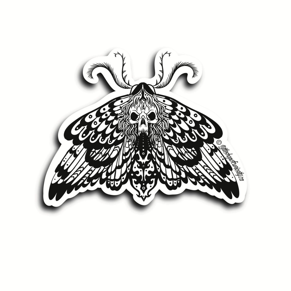 Death's-head Hawk Moth Black & White Sticker - Black & White Sticker - Little Shop of Curiosity