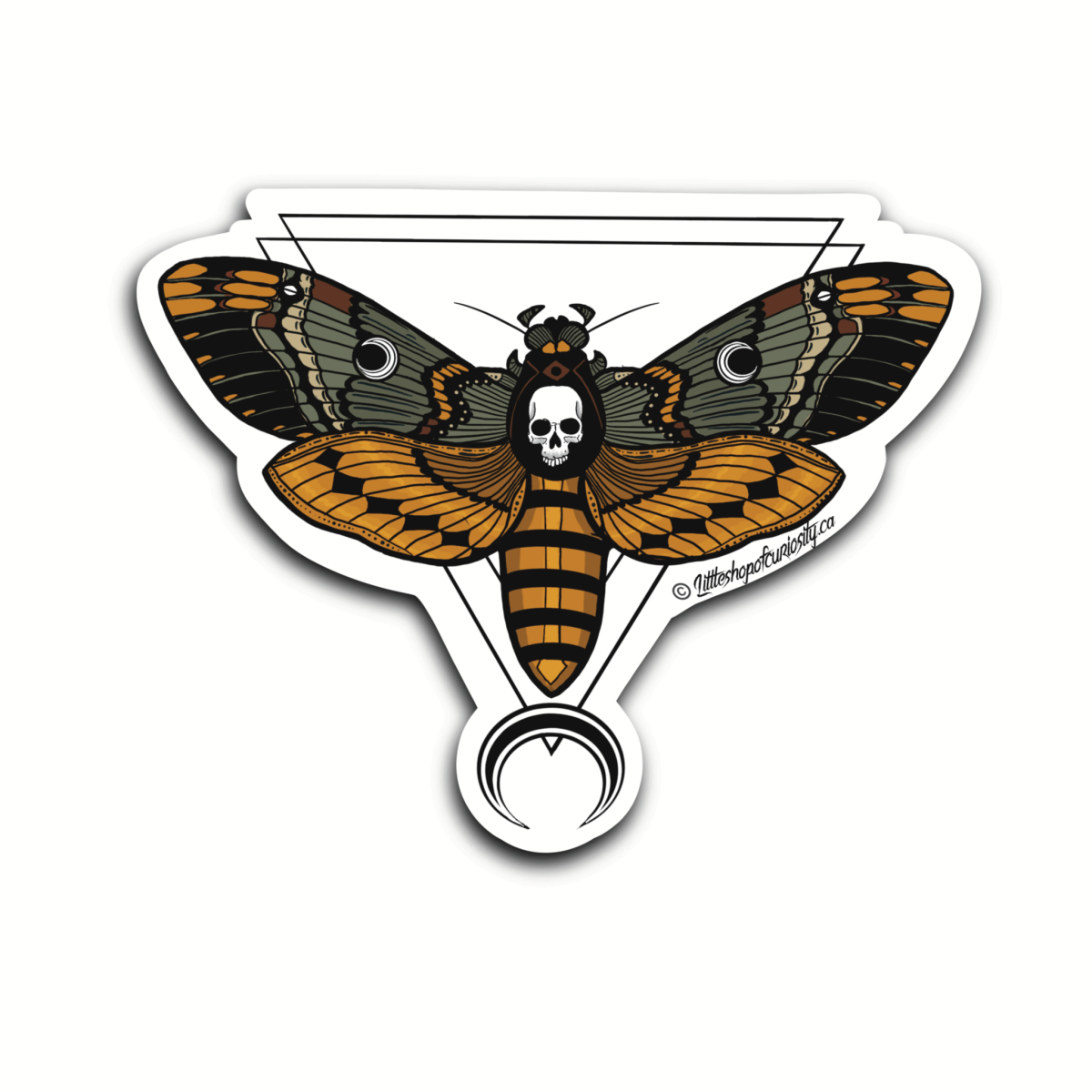Death's-head Hawk Moth Geometric Sticker - Colour Sticker - Little Shop of Curiosity