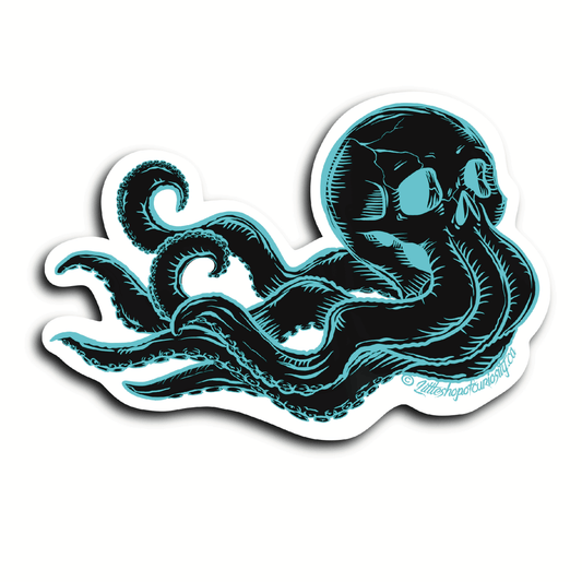 Flying Octopus Skull Sticker - Colour Sticker - Little Shop of Curiosity