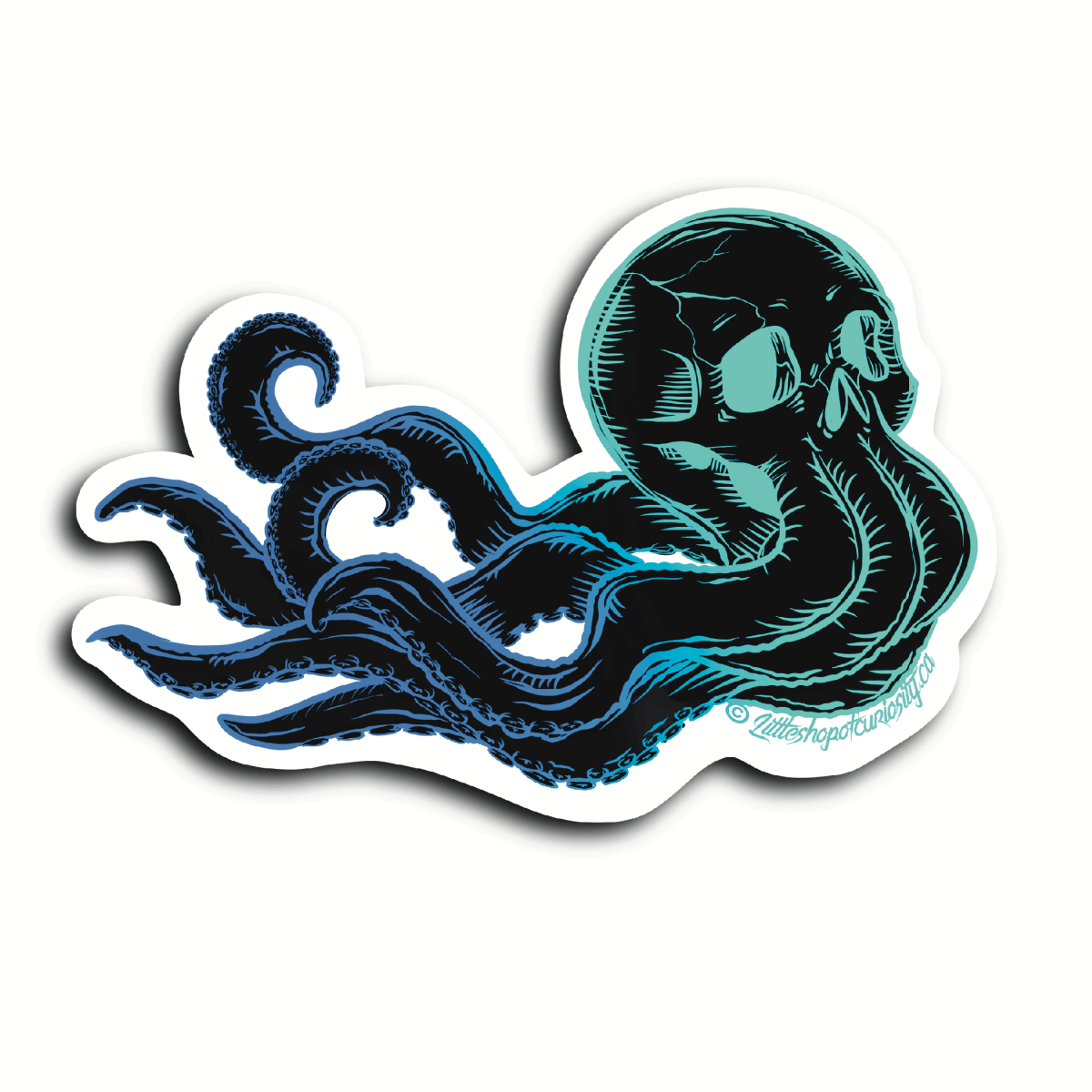 Flying Octopus Skull Sticker - Colour Sticker - Little Shop of Curiosity