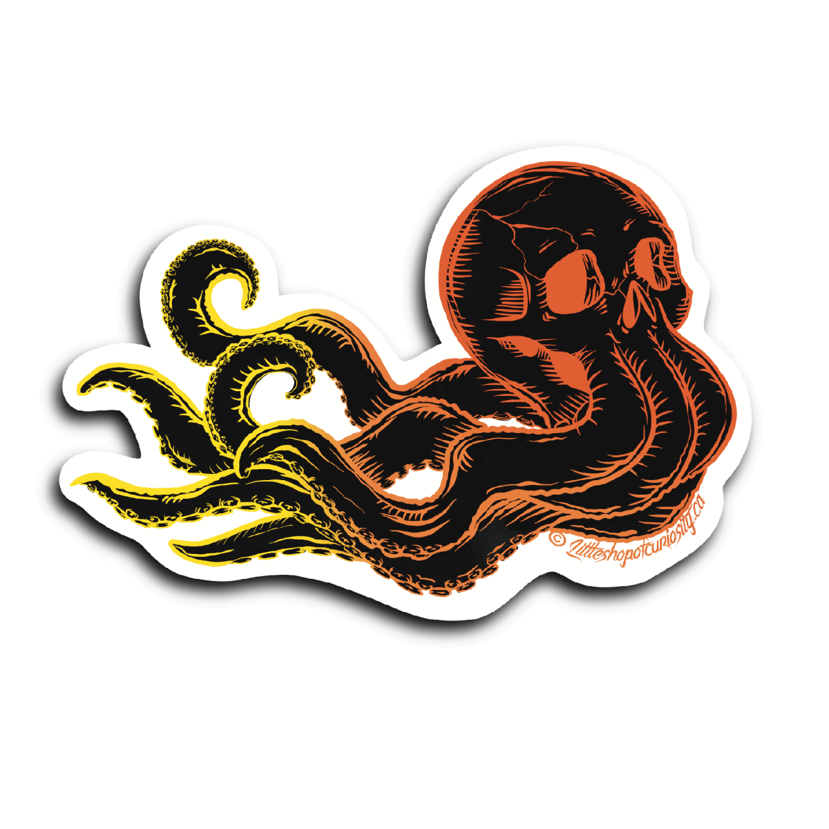Flying Octopus Skull Sticker - Colour Sticker - Little Shop of Curiosity