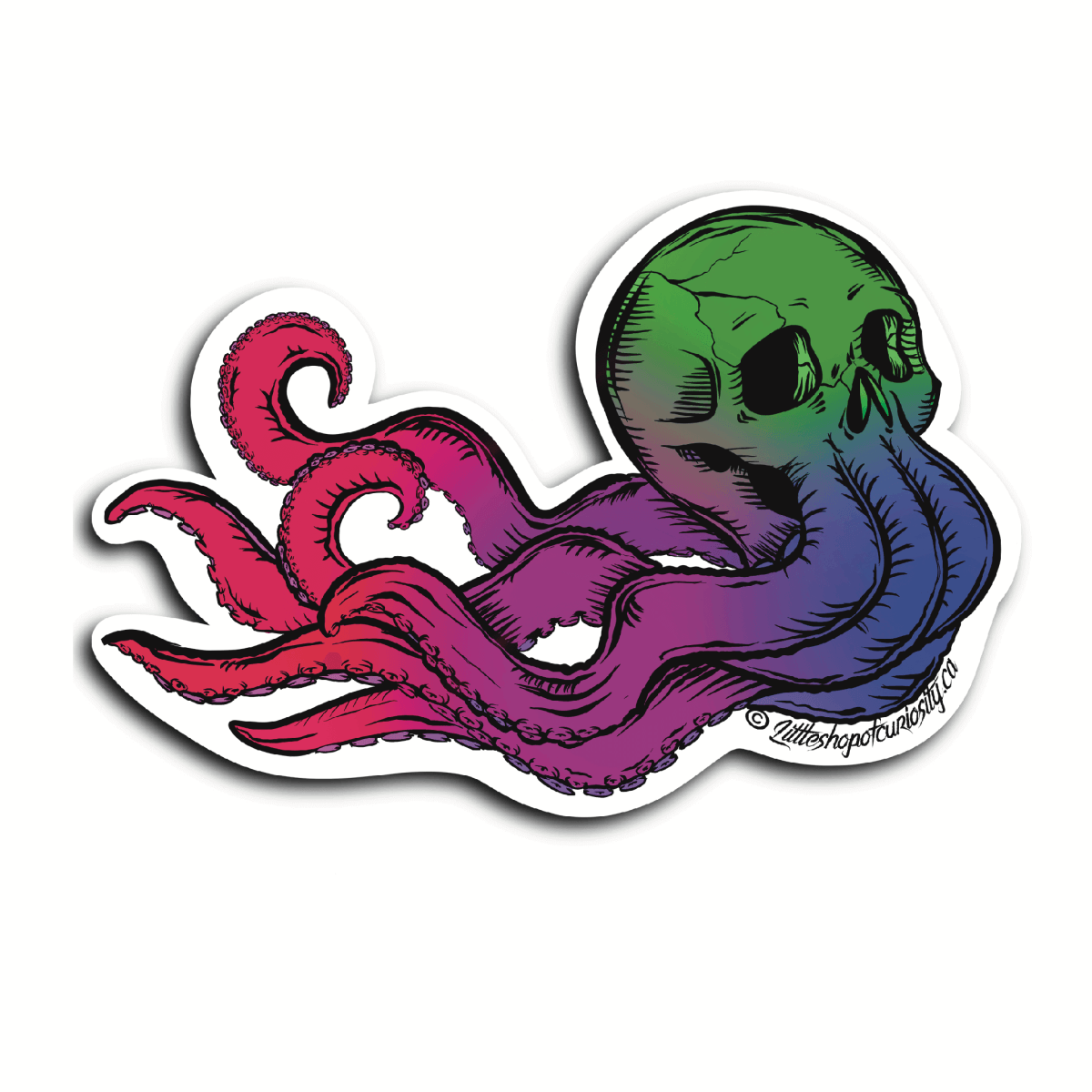 Flying Octopus Skull Sticker - Colour Sticker - Little Shop of Curiosity