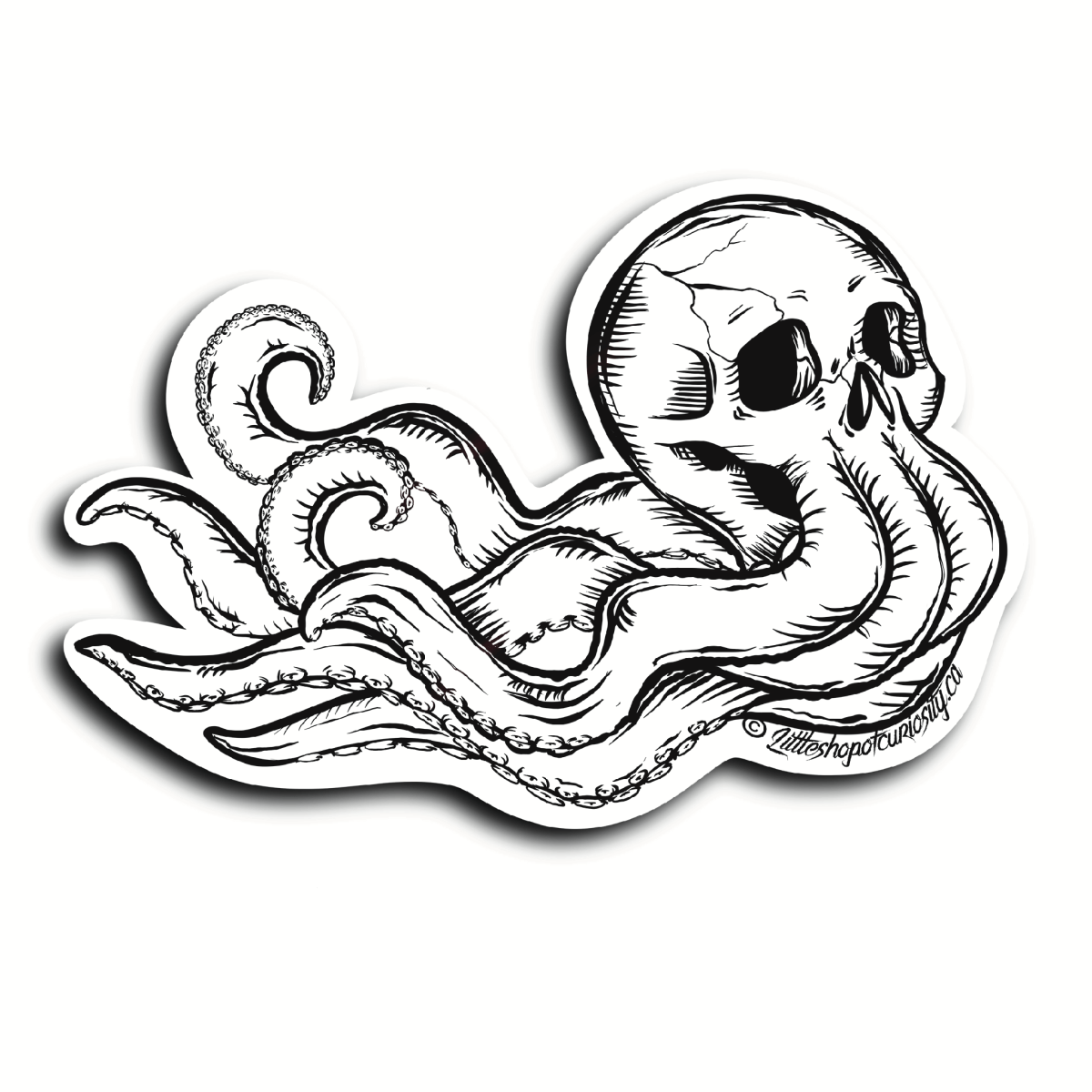 Flying Octopus Skull Sticker - Colour Sticker - Little Shop of Curiosity