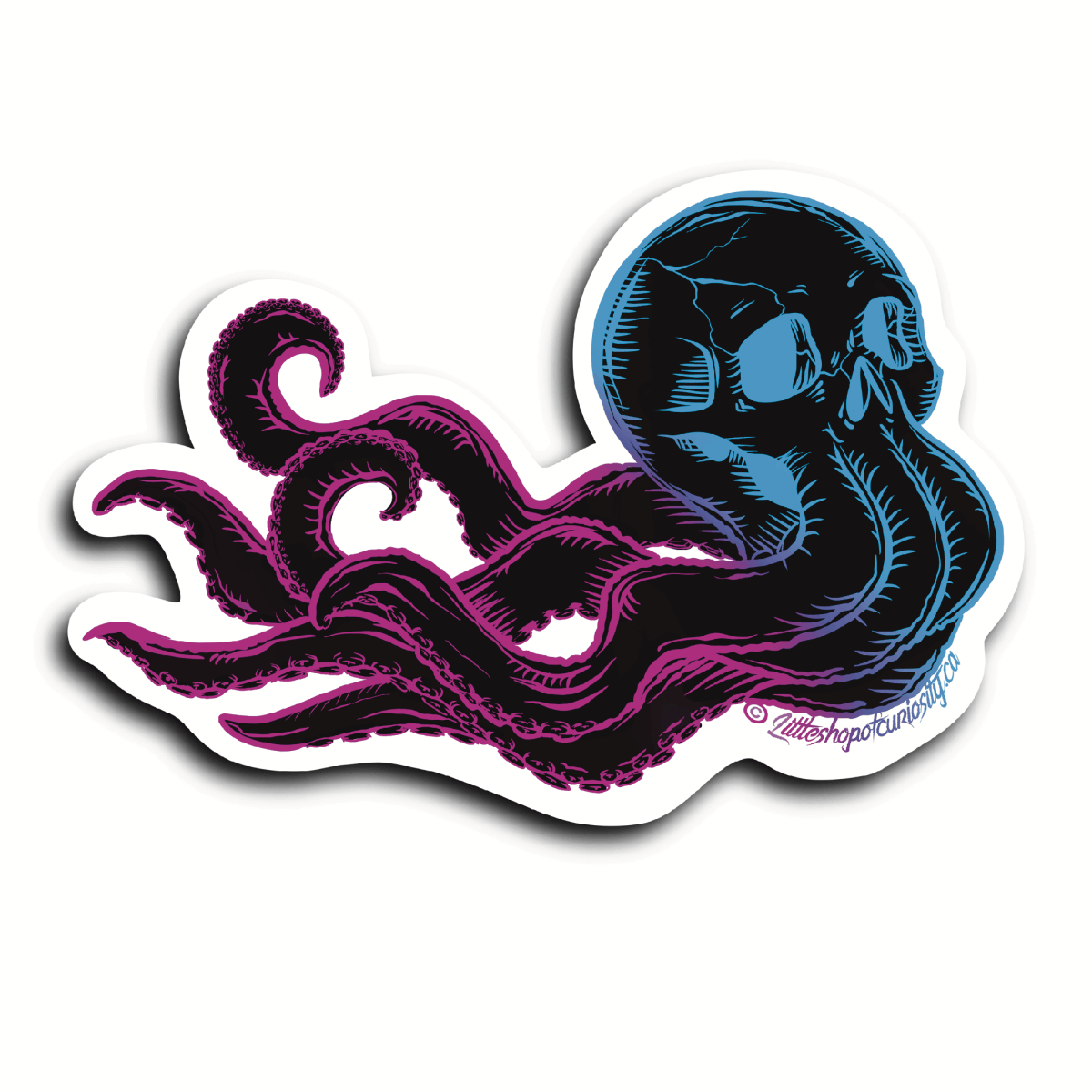 Flying Octopus Skull Sticker - Colour Sticker - Little Shop of Curiosity