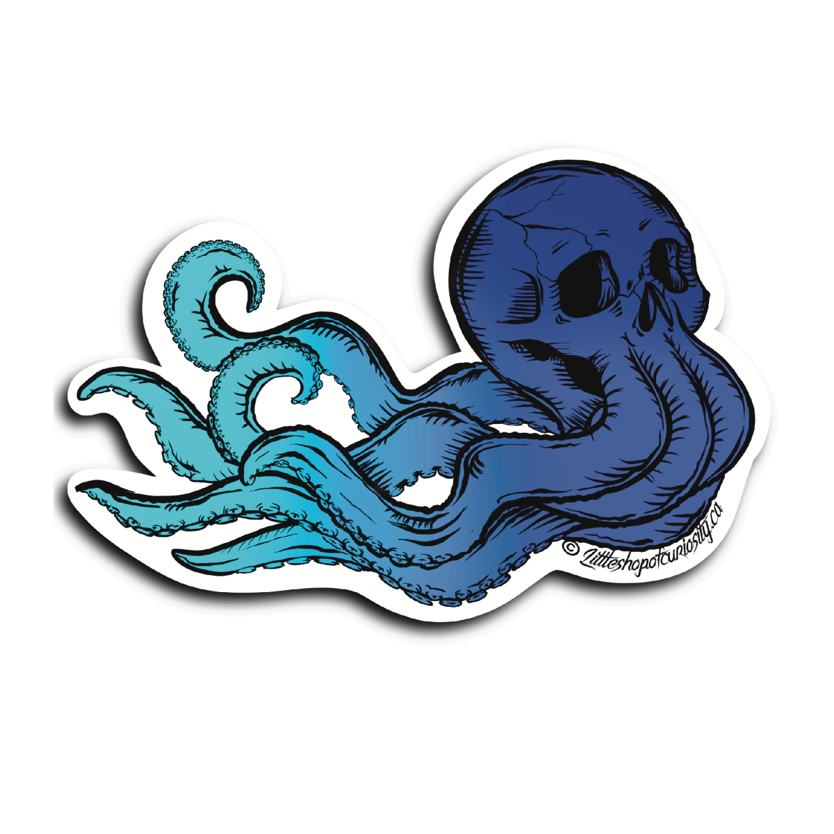 Flying Octopus Skull Sticker - Colour Sticker - Little Shop of Curiosity