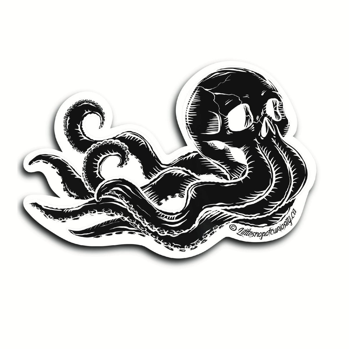 Flying Octopus Skull Sticker - Colour Sticker - Little Shop of Curiosity