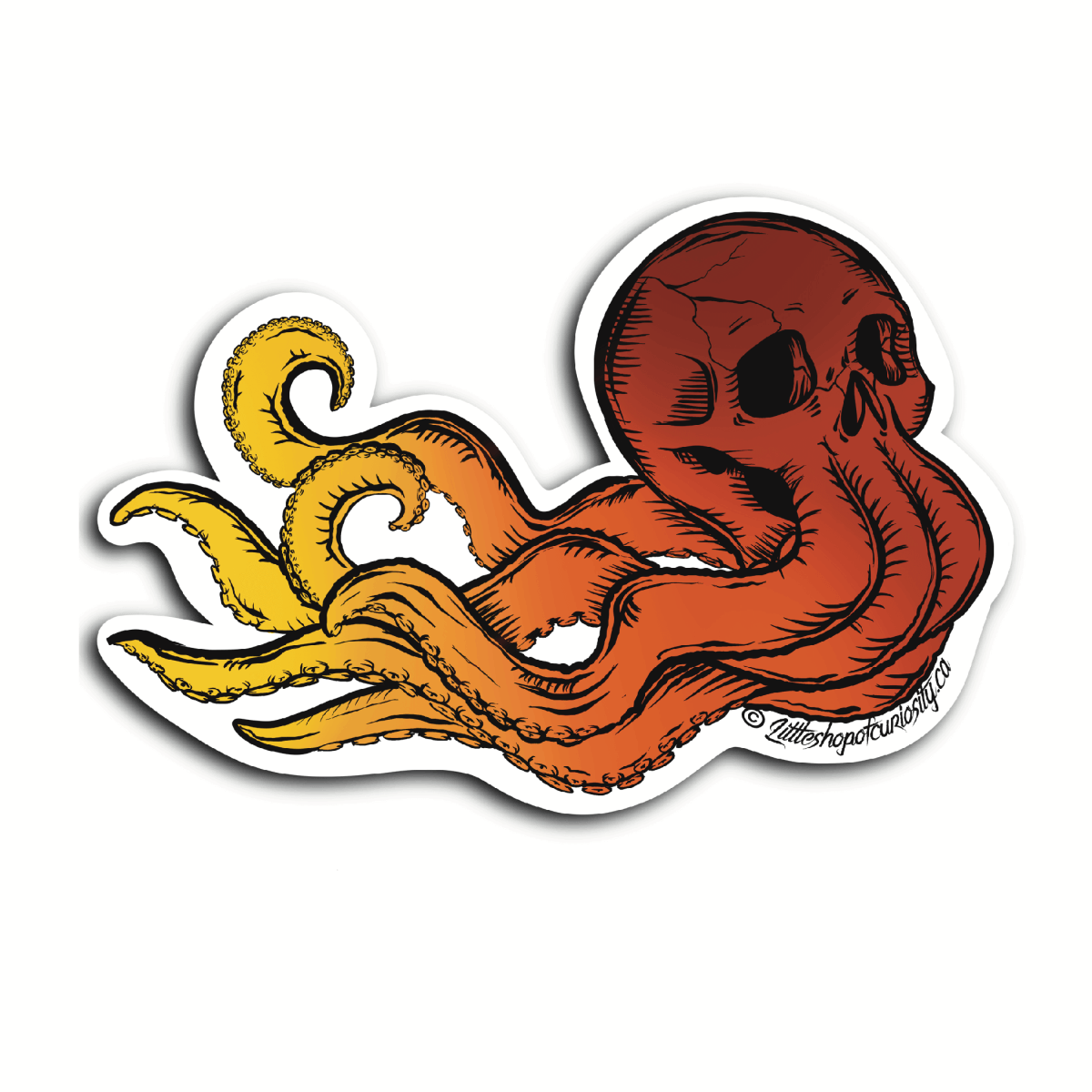 Flying Octopus Skull Sticker - Colour Sticker - Little Shop of Curiosity