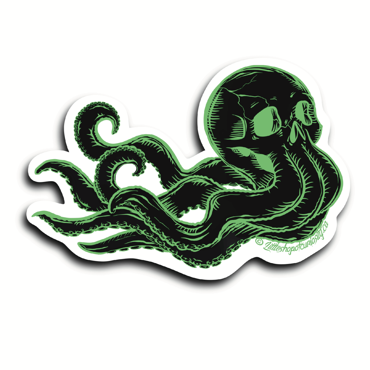 Flying Octopus Skull Sticker - Colour Sticker - Little Shop of Curiosity
