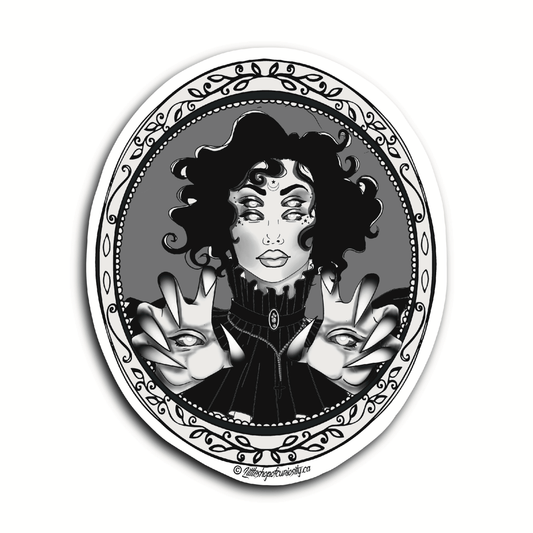 Four-eyed Visionary Sticker - Black & White Sticker - Little Shop of Curiosity