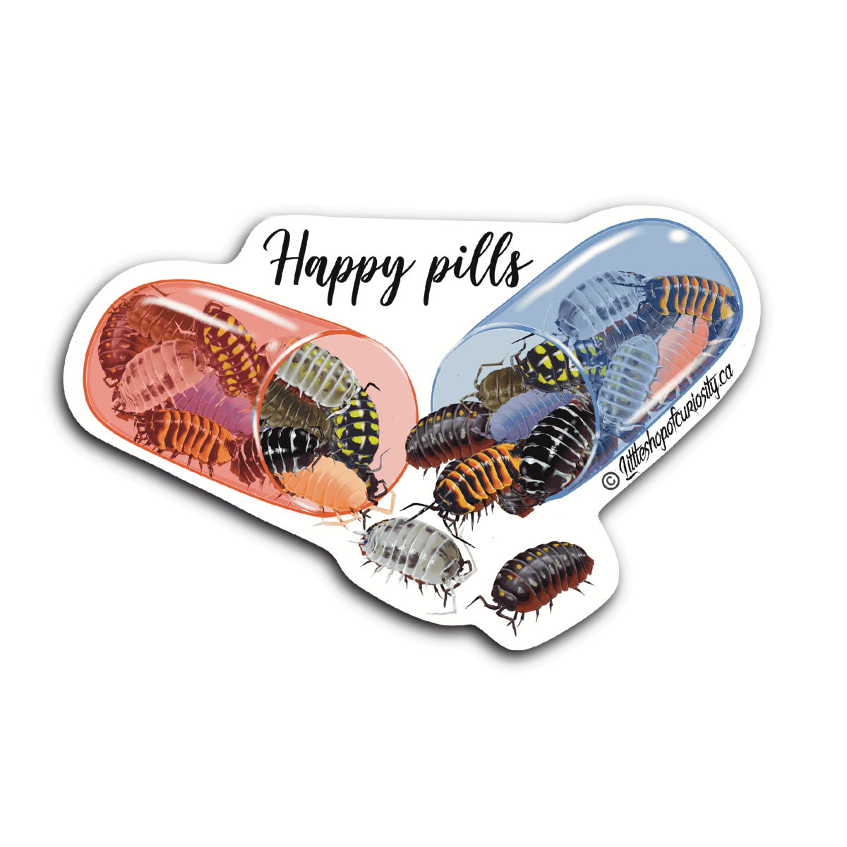 Happy Pills Capsule Sticker - Colour Sticker - Little Shop of Curiosity