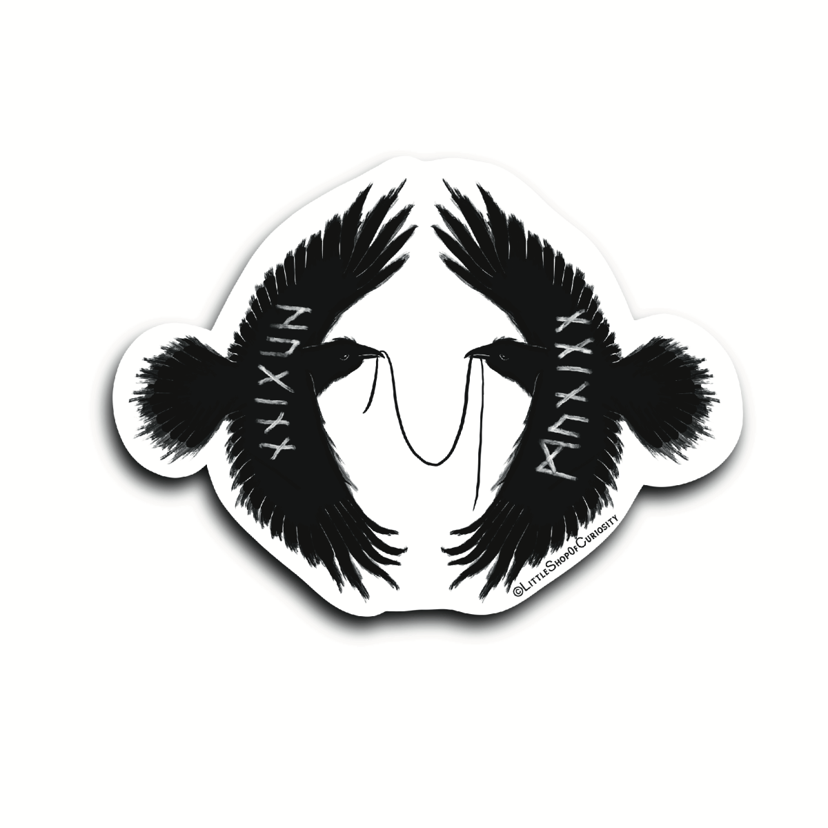 Huginn & Muninn Sticker - Black & White Sticker - Little Shop of Curiosity