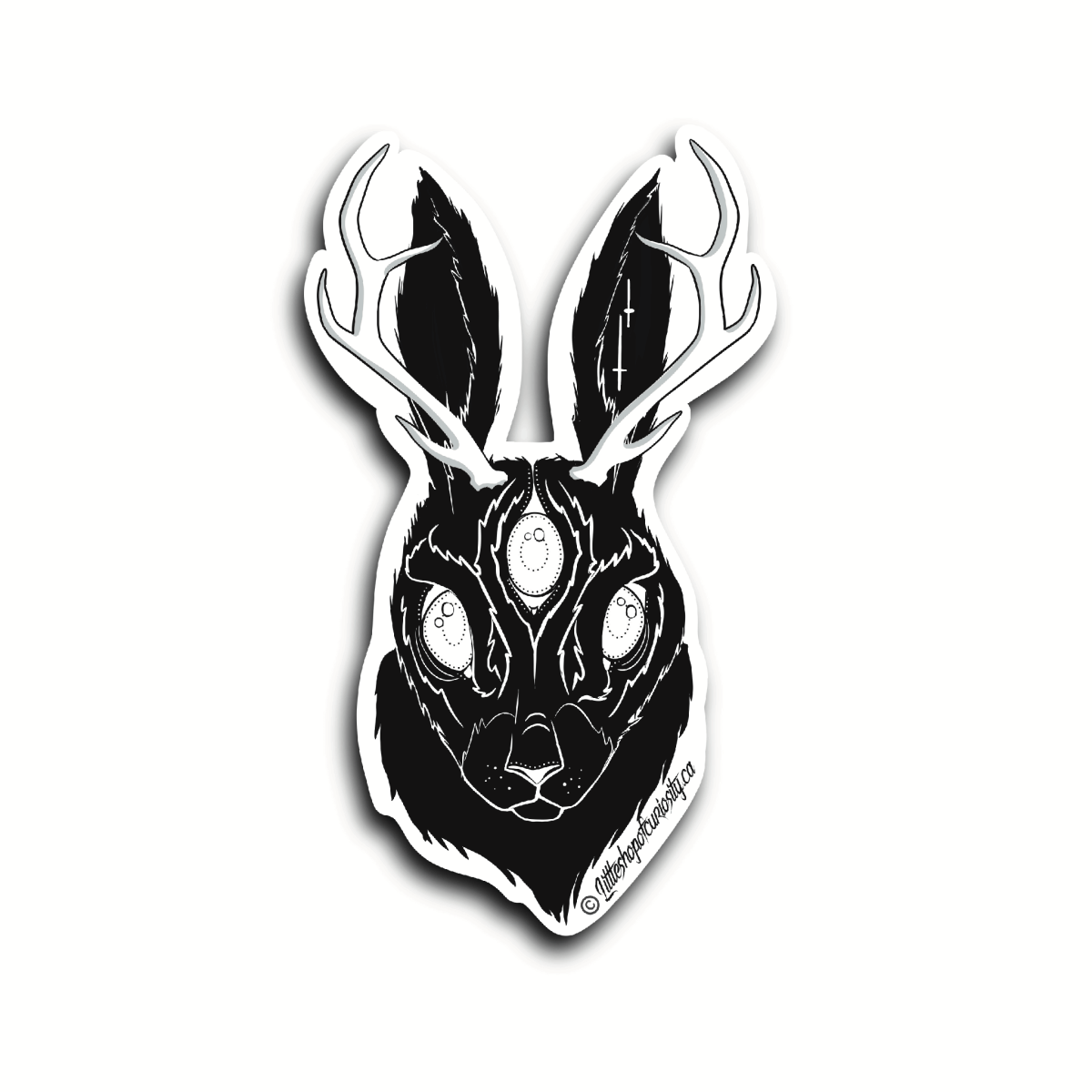 Jackalope Black & White Sticker - Black & White Sticker - Little Shop of Curiosity