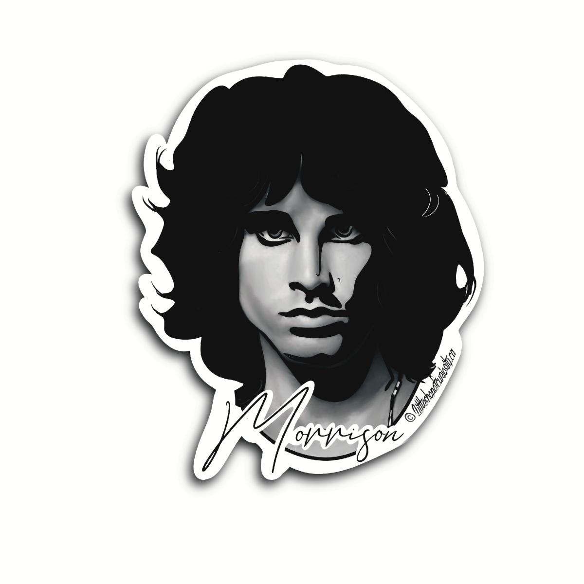 Jim Morrison Sticker - Black & White Sticker - Little Shop of Curiosity