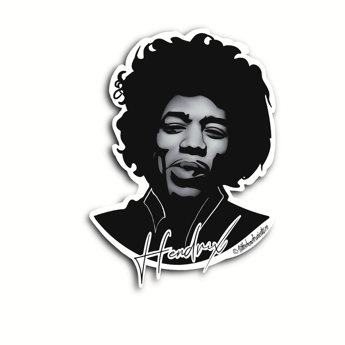Jimi Hendrix Sticker - Black & White Sticker - Little Shop of Curiosity