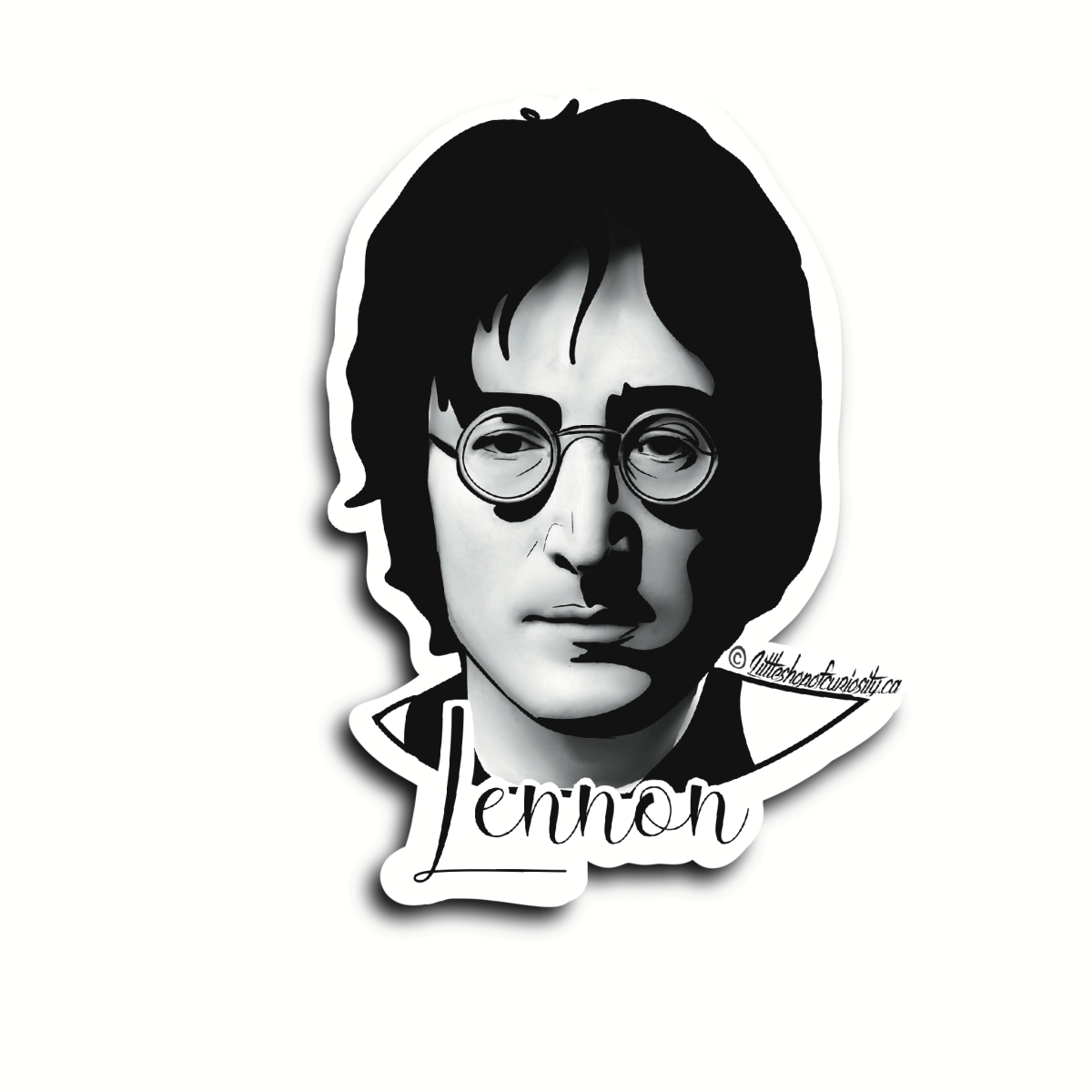 John Lennon Sticker - Black & White Sticker - Little Shop of Curiosity