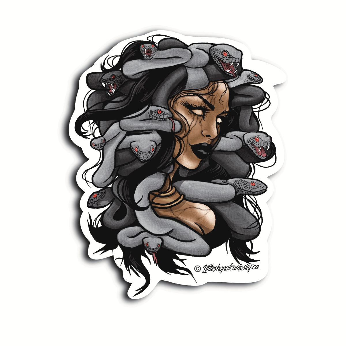 Medusa Bust Sticker - Colour Sticker - Little Shop of Curiosity