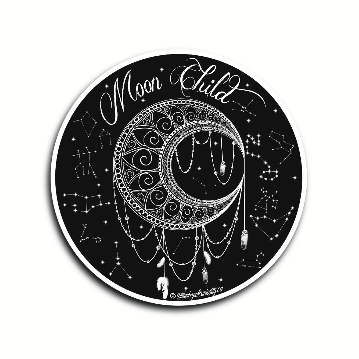 Moon Child Sticker - Black & White Sticker - Little Shop of Curiosity
