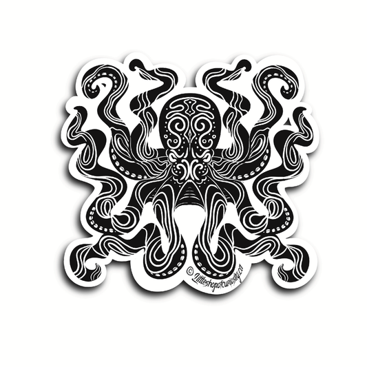 Octopus Black & White Sticker - Black & White Sticker - Little Shop of Curiosity