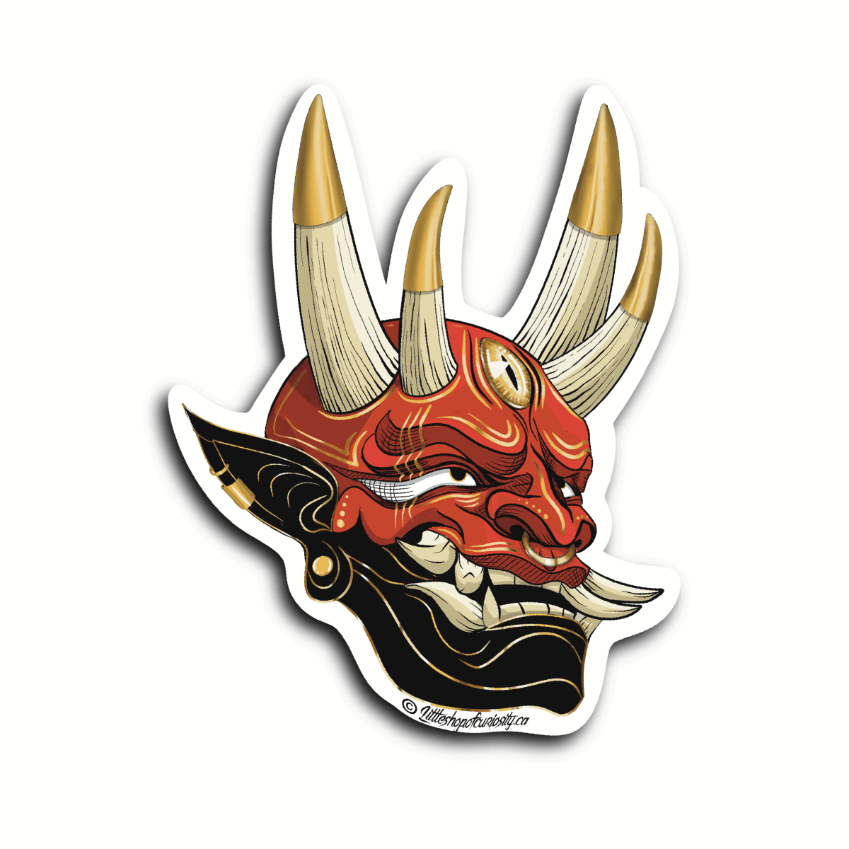 Oni Mask Sticker - Colour Sticker - Little Shop of Curiosity