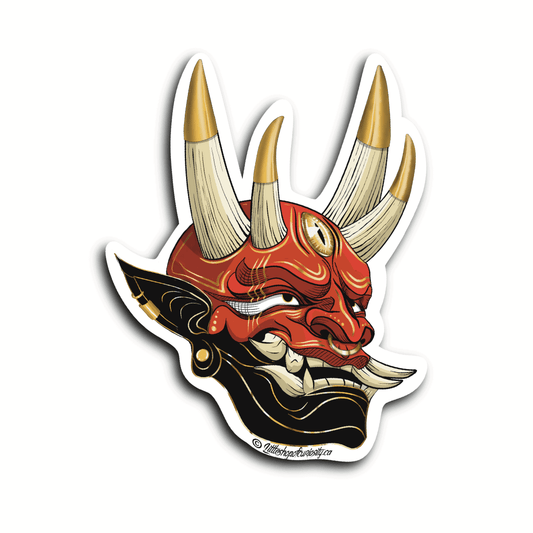 Oni Mask Sticker - Colour Sticker - Little Shop of Curiosity