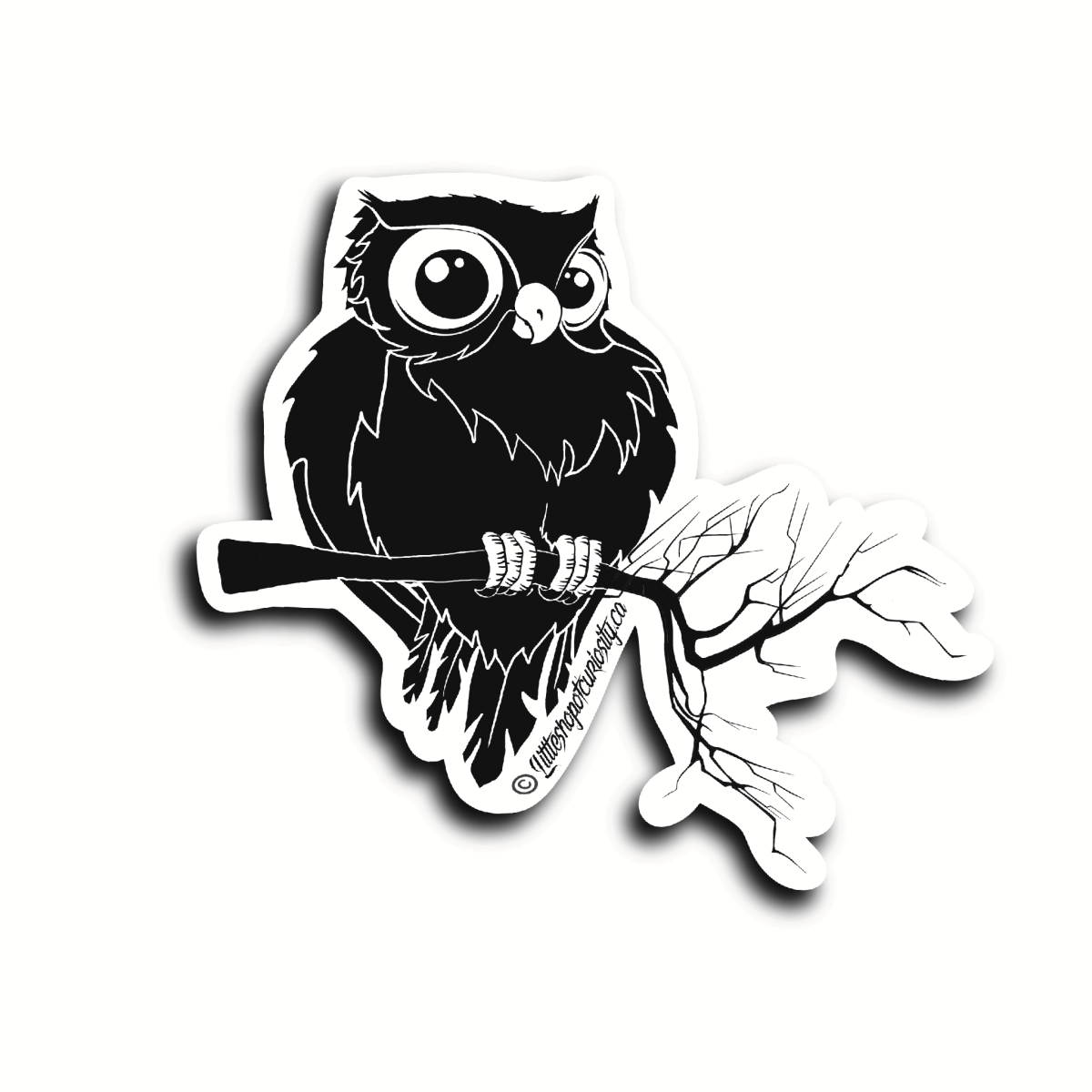 Owl Sticker - Black & White Sticker - Little Shop of Curiosity