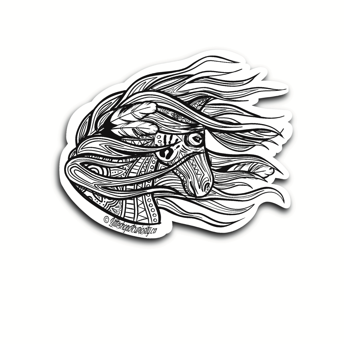Painted Pony Sticker - Black & White Sticker - Little Shop of Curiosity
