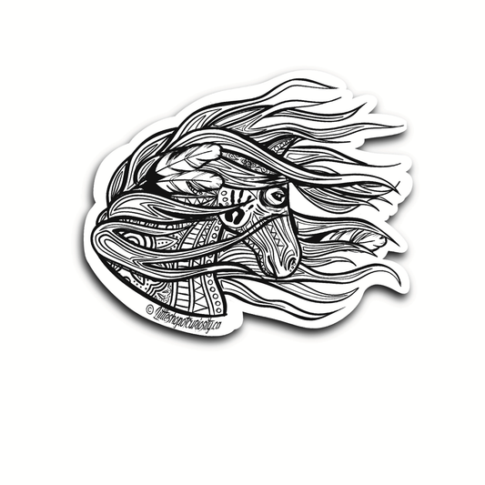Painted Pony Sticker - Black & White Sticker - Little Shop of Curiosity