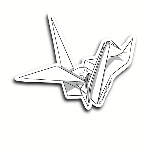 Paper Crane Sticker - Black & White Sticker - Little Shop of Curiosity