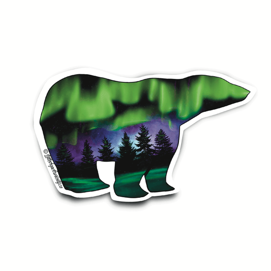 Polar Bear Aurora Sticker - Colour Sticker - Little Shop of Curiosity