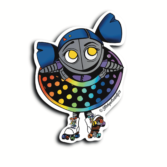 Roller Girl Bot Sticker - Colour Sticker - Little Shop of Curiosity
