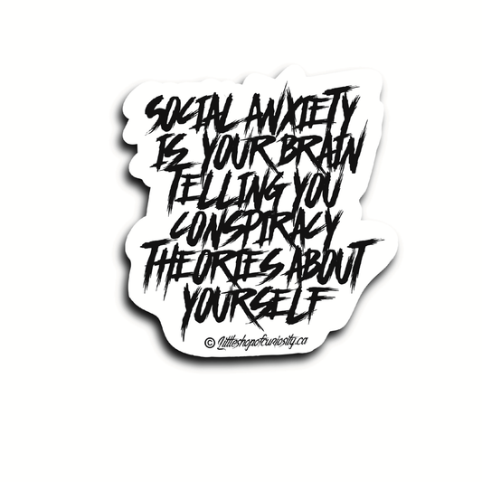Social Anxiety Sticker - Black & White Sticker - Little Shop of Curiosity