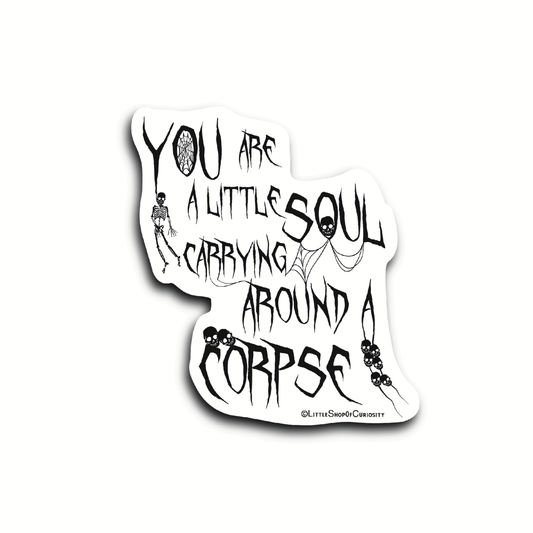 Soul Carrying a Corpse Sticker - Black & White Sticker - Little Shop of Curiosity