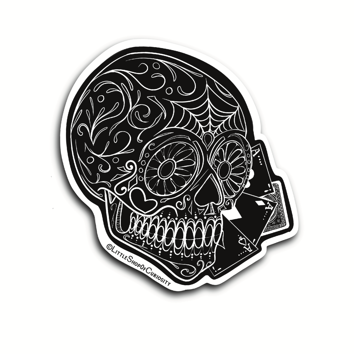 Sugar Skull Sticker - Black & White Sticker - Little Shop of Curiosity