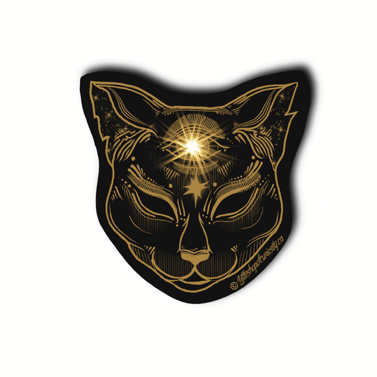 Third Eye Gold Cat Sticker - Colour Sticker - Little Shop of Curiosity