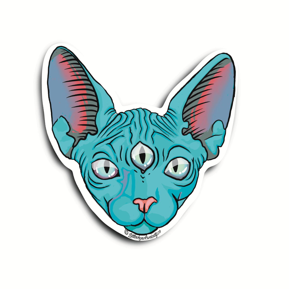 Three-Eyed Cat Sticker - Colour Sticker - Little Shop of Curiosity