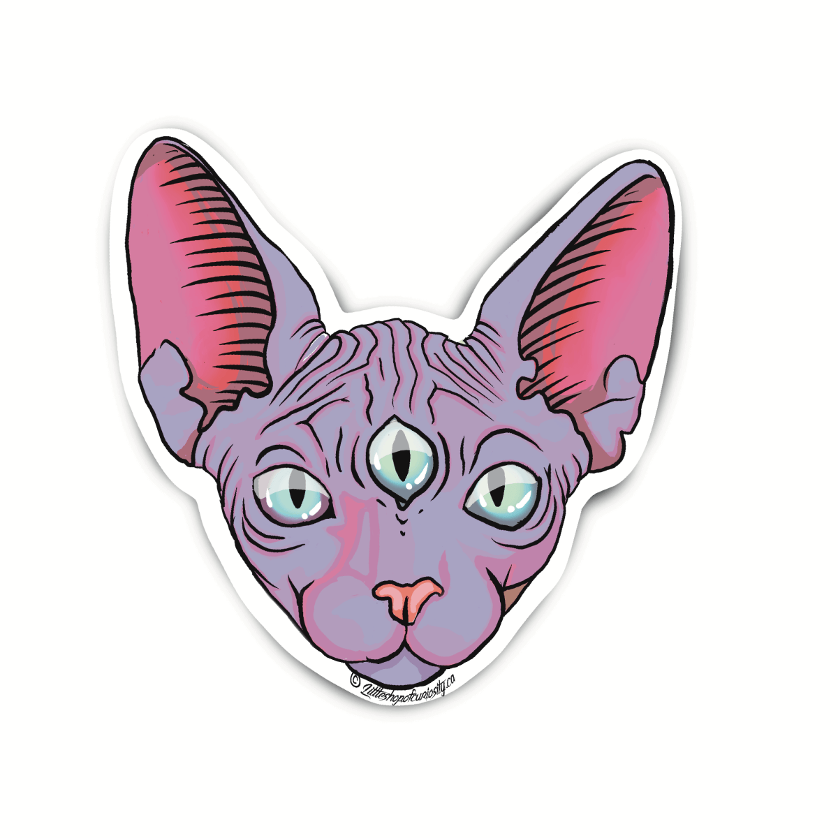 Three-Eyed Cat Sticker - Colour Sticker - Little Shop of Curiosity