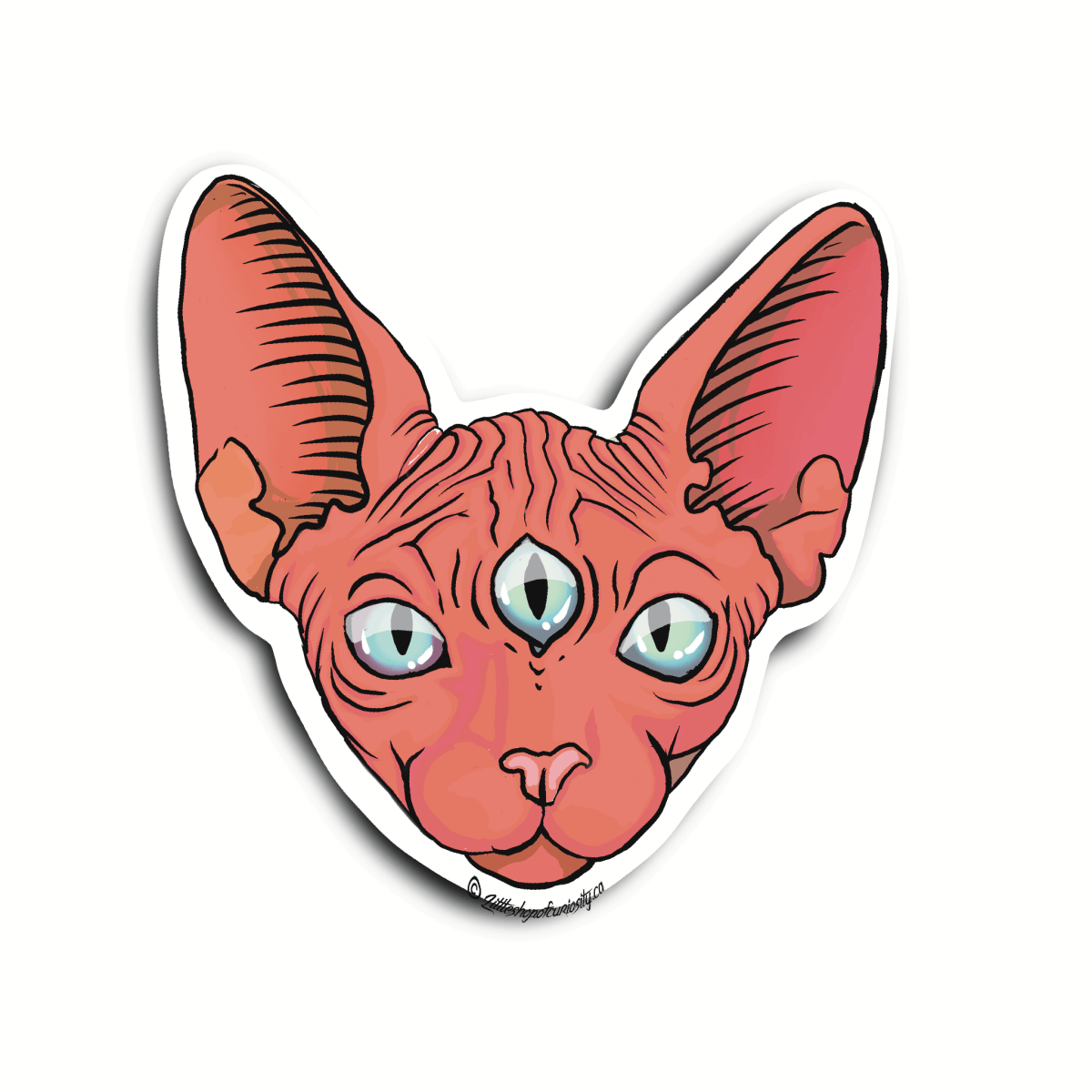 Three-Eyed Cat Sticker - Colour Sticker - Little Shop of Curiosity