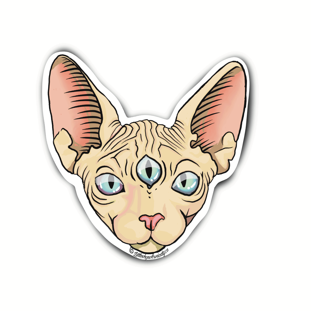 Three-Eyed Cat Sticker - Colour Sticker - Little Shop of Curiosity