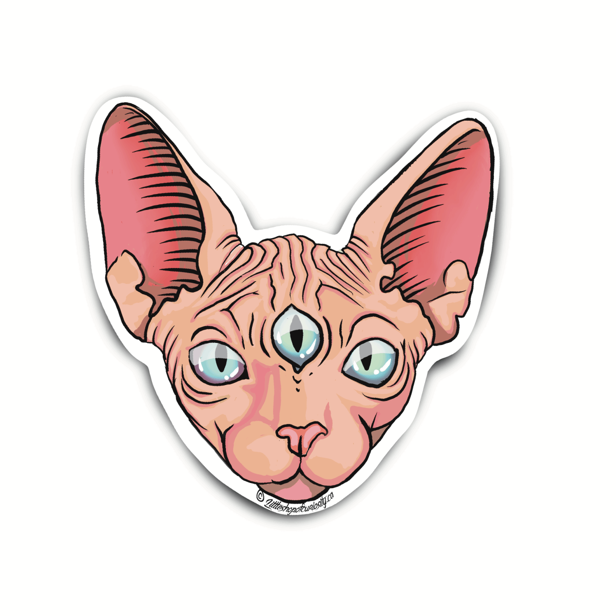 Three-Eyed Cat Sticker - Colour Sticker - Little Shop of Curiosity