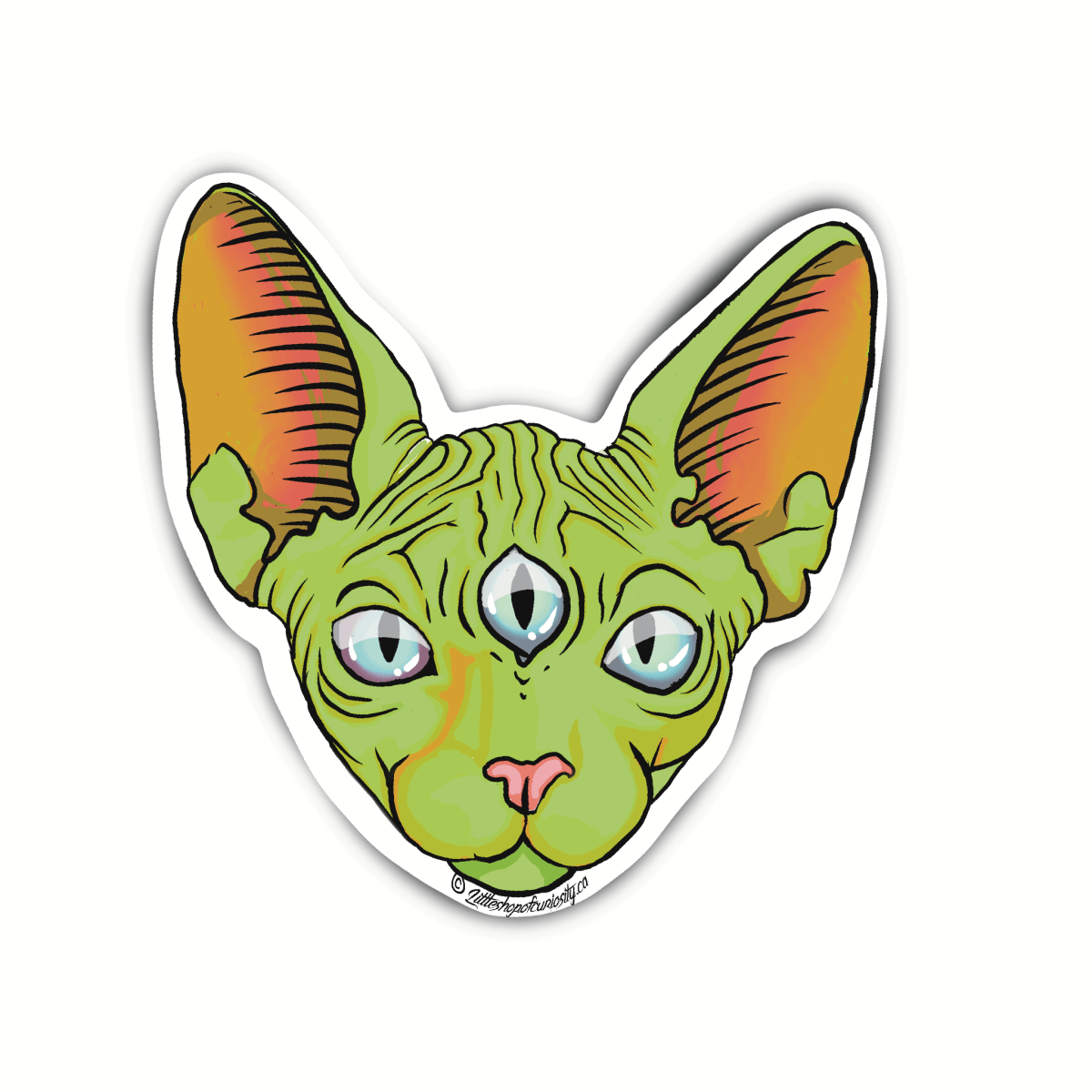 Three-Eyed Cat Sticker - Colour Sticker - Little Shop of Curiosity